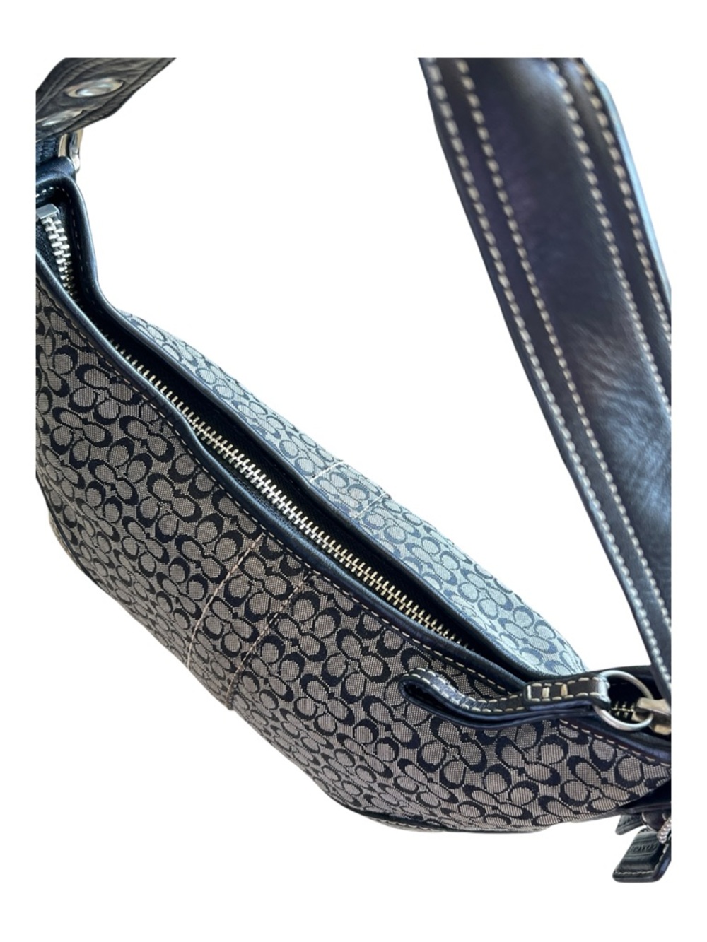 Vintage Coach Soho Signature Mini Hobo Bag - Y2K Black & Grey Demi Purse - Picture 10 of 12
